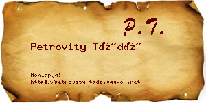 Petrovity Tádé névjegykártya